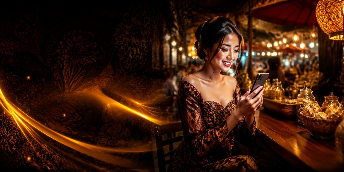 Model menunjukkan aplikasi mobile taruhan