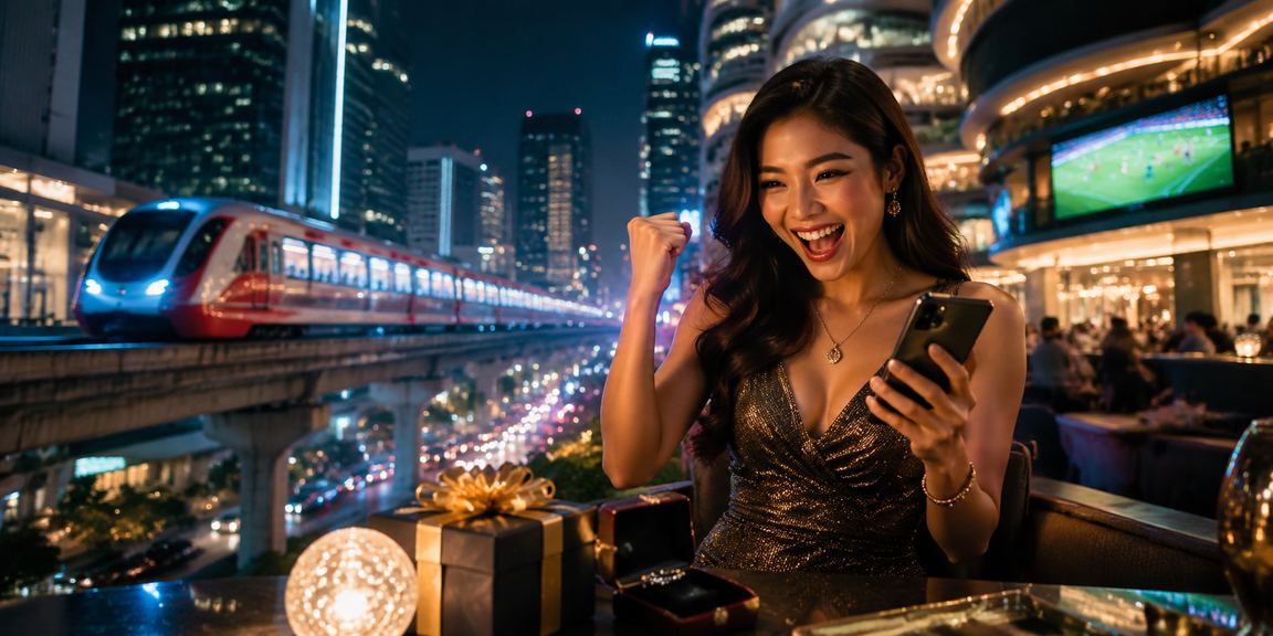 Model menunjukkan layar pendaftaran dengan ekspresi positif dan percaya diri